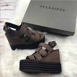 Brown Brand new allsaints marzee platform wedges